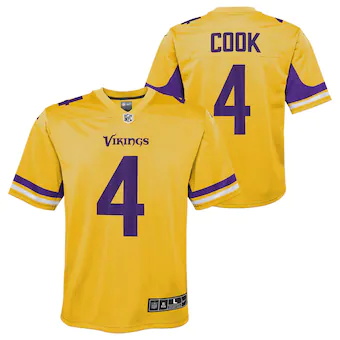 youth nike dalvin cook gold minnesota vikings team inverted